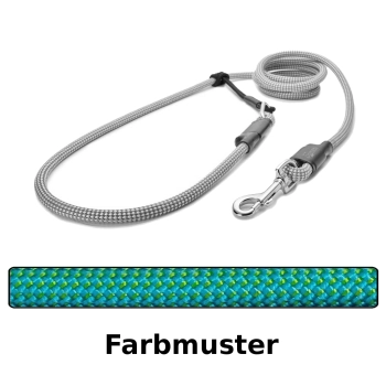 EASYLONG Hundeleine - M - 2m - hellblau mit grünen Punkten